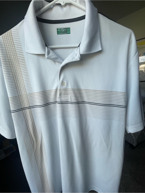 Ben Hogan Other - Ben Hogan Performance Golf Collection White Polo with Tan and Black Stripes